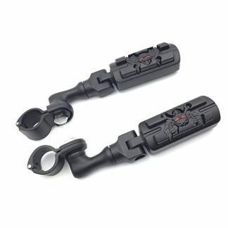 HK MOTO- Black Short Angled Adjustable Peg Mounting Kit Stick Footpeg For GoldWing VTX1300 Shadow Valkyrie Triumph 1.5" Front Engine Guard Frame Tube