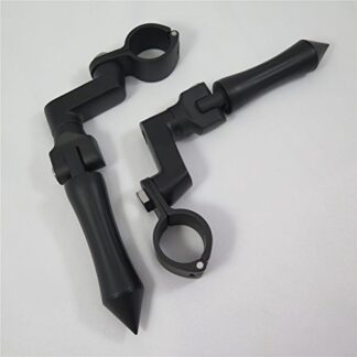 HK MOTO- Black Stick Footpeg Footrest w/ Mounting Kit Clamps Fits 1 1/2" Diameter Tubing For Harley Iron 883 XL883N Electra Glide Ultra Road King FLHR