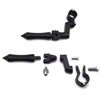 HK MOTO- Black Stick Footpeg Footrest w/Mounting Kit Clamps Fit 1/4" Diameter Tubing For Harley Iron 883 XL883N Electra Glide Ultra Road King FLHR
