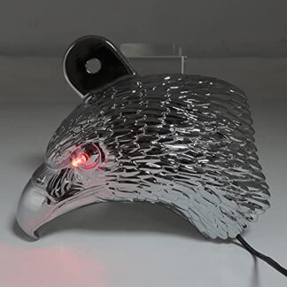 HK MOTO- Chrome Eagle head horn cover For 1992 and up Harley-Davidson with side mount "cowbell" and all V-rod's With Red LED Light
