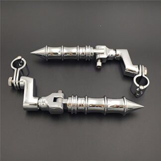 HK MOTO- Chrome Footpeg Footrest w/ Mounting Kit Clamps Fits Front Engine Guards with 1"(25mm) Diameter Tubing For Yamaha V-STAR Roadstar Suzuki Boulevard Intruder M90