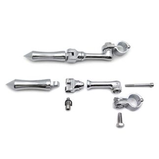 HK MOTO- Chrome Long Angled Adjustable Peg Mounting Kit Stick Footpeg For GoldWing VTX1300 w/1-1/4 (1.25") Front Engine Guard Frame Tube