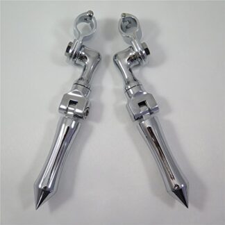 HK MOTO- Chrome Short Angled Adjustable Peg Mounting Kit w/Stick Footpeg For GoldWing VTX1300 Shadow Valkyrie Triumph w/ 1" 25mm
