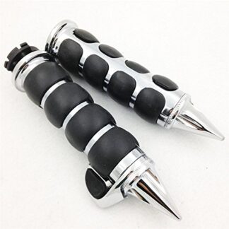 HK MOTO- Chrome Spike Handlebar Grips Throttle Boss for Harley Softail Dyna Sportster Electra Glide