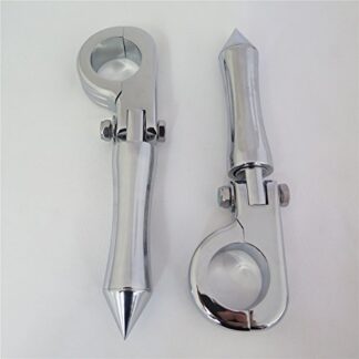 HK MOTO- Chrome Stick Footpeg Footrest w/ Mounting Kit P-Clamp Fits Front Engine Guards w/ 1-1/2" Diameter Tubing For Yamaha V-STAR Roadstar Suzuki Boulevard Intruder M90