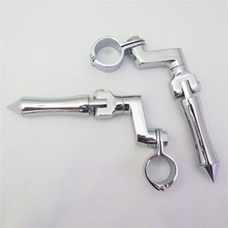 HK MOTO- Chrome Stick Footpeg Footrest w/Mounting Kit Clamps Fits Front Engine Guards w/ 1 1/2" Diameter Tubing For GoldWing VTX1300 Shadow Valkyrie Triumph