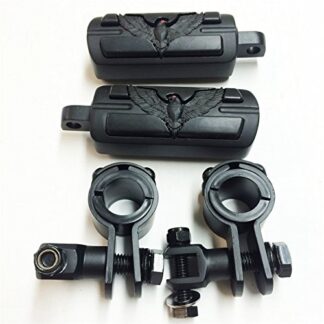 HK MOTO- Eagle Hawk Shape 1" 1-1/4" Highway Stiletto 4475 Foot Pegs Clamps For GoldWing GL1800 1500 1100 1200 Black Body Black Rubber