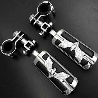 HK MOTO- Eagle Hawk Shape 1" 1-1/4" Highway Stiletto 4475 Pegs Clamp For VT750 Shadow 750 VT750C ACE Chrome Body Black Rubber