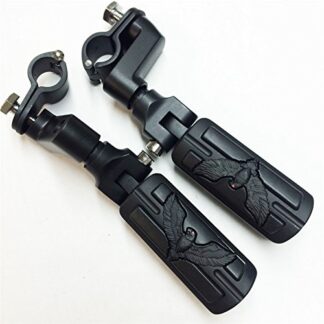 HK MOTO- Eagle Hawk Shape 1.5" 1 1/2"Highway Radical Stiletto 4475 Foot Pegs Clamps For Harley Sportster Touring Black Body Black Rubber