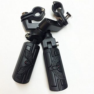 HK MOTO- Eagle Hawk Shape Front 1" Highway Radical Stiletto 4475 Foot Pegs Clamps For GoldWing GL Black Body Black Rubber