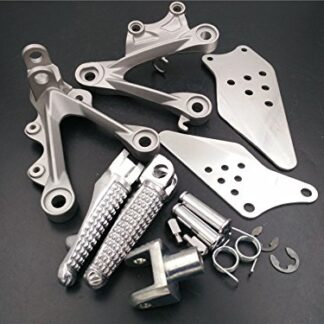 HK MOTO- Front Rider Foot Rest Pegs Brackets For 2009 2010 2011 Kawasaki ZX-6R Silver