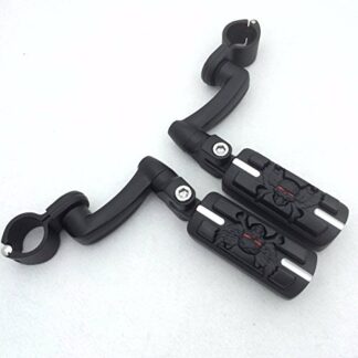 HK MOTO- Motorcycle Black 360 Adjustable Peg Mounting Kit Wing Zombie Foot Peg For GoldWing VTX1300 Shadow Valkyrie Triumph with 1 inch (1") 25mm Front Engine Guard Frame Tube
