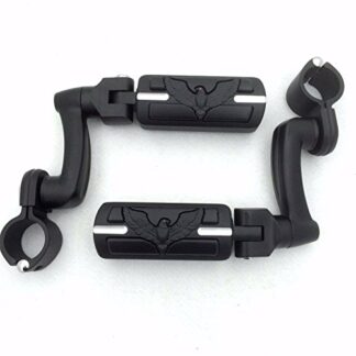 HK MOTO- Motorcycle Black Adjustable Peg Mounting Kit Eagle Hawk Style Foot Peg Footrest For Harley Davidson Sportster 883 1200 Street Bob Softail CVO Equipped 1-1/2 inch (1.5") Front Engine Guard