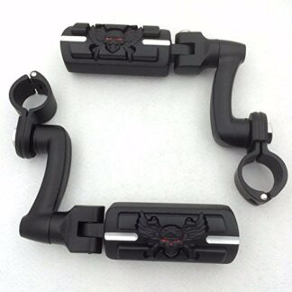 HK MOTO- Motorcycle Black Adjustable Peg Mounting Kit Wing Zombie Sull Foot Peg Footrest For Harley Davidson Sportster 883 1200 Street Bob Softail CVO 1 inch (1") 25mm Front Engine Guard