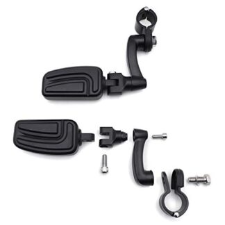 HK MOTO- Motorcycle Black Adjustable Peg Mounting Kit with AirFlow Foot Peg For GoldWing VTX1300 Shadow Valkyrie Triumph with 1-1/4 inch (1.25") Front Engine Guard Frame Tube