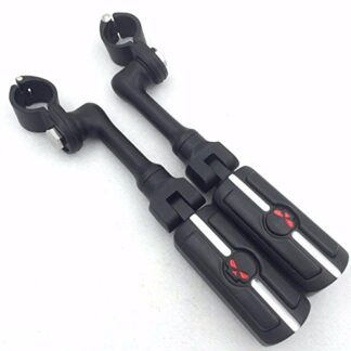 HK MOTO- Motorcycle Black Long Adjustable Peg Mounting Kit Skull Foot Peg Footrest For Harley Davidson Sportster 883 1200 Street Bob Softail CVO Equipped 1-1/4 inch (1.25")Front Engine Guard