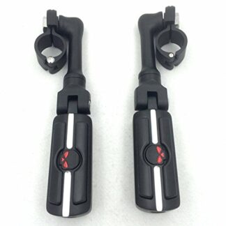 HK MOTO- Motorcycle Black Long Angled Adjustable Peg Mounting Kit Skull Zombie Foot Peg For GoldWing Shadow Valkyrie Triumph 1-1/4 inch (1.25") Front Engine Guard Frame Tube