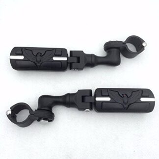 HK MOTO- Motorcycle Black Short Angled Adjustable Peg Mounting Kit Eagle Foot Peg For GoldWing VTX1300 Shadow Valkyrie Triumph 1-1/2 inch (1.5") Front Engine Guard Frame Tube
