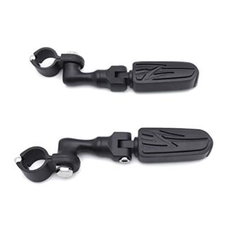 HK-MOTO Motorcycle Black Short Angled Mounting Kit Lightning Style Foot Peg For Bike with 1.25" Front Engine Guard Frame Tube Iron 883 XL883N Electra Glide Ultra Road King FLHR