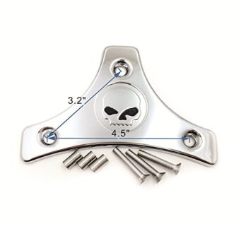 HK MOTO Motorcycle Chrome Heavy Metal Sissy Bar Backrest Pad Mount Kit w/ Skull Plate For 2009-2017 Harley Touring