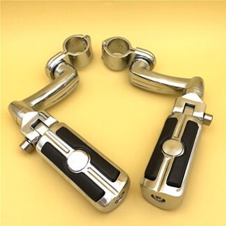 HK MOTO- Motorcycle Chrome New Adjustable Peg Mounting Kit with Skull Zombie Foot Peg For Honda GoldWing VTX1300 Shadow Valkyrie Triumph Equipped with 1 inch (1") 25mm Front Engine Guard Frame Tube