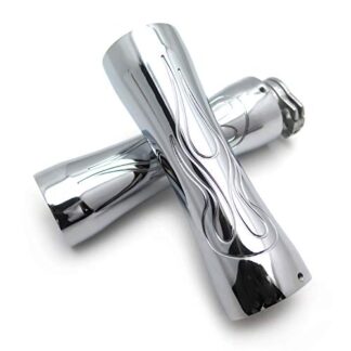 HK MOTO- Motorcycle Flame Style 22Mm Hand Grips For Suzuki Kawasaki Yamaha Chrome