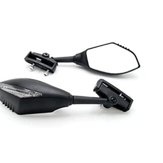 HK MOTO Motorcycle Matte Black Clear Lens LED Turn Signal Integrated Mirror For CBR600 CBR900/929/954 Suzuki GSXR 600/750 BANDIT SV1000S Katana 600