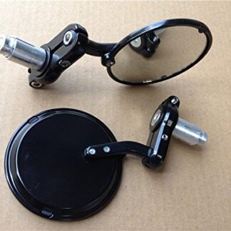 HK MOTO- New 1 Inch Bar End Round Mirrors For Kawasaki Suzuki Yamaha Ducati Black