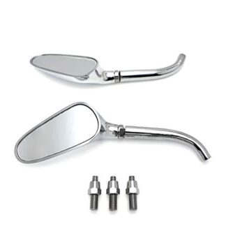 HK MOTO- Universal Mini Small Motorcycle Golf Club Mirrors Fit For Harley Yamaha Chrome