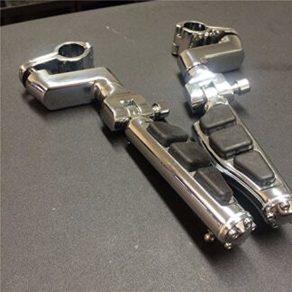 HK MOTO- Wing Skull Zombie Shape 1 1/2" Highway Stiletto 4475 Foot Pegs P-Clamps For Harley Sportster Touring Chrome Body Black Rubber