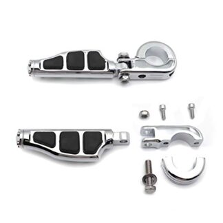 HK MOTO- Wing Skull Zombie Shape 1 1/4" Highway Radical Stiletto 4475 Foot Pegs Clamps For Harley Sportster Touring Chrome Body Black Rubber