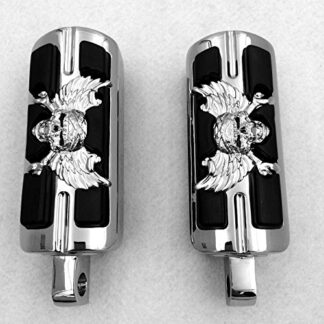 HK MOTO- Wing Skull Zombie Shape Foot Pegs Fits most models with H-D male mount-style footpeg supports See Description for Detail