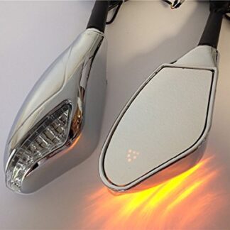 HK MOTO- Yellow Led Lights Mirror For Yamaha Fzr Yzf 600 750 R6 R6S R1 Fz6S Fjr1300 Chrome