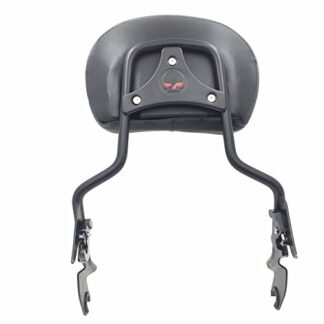 HK MOTO adjustable Flat Black Backrest Sissy Bar w/ Leather pad w/ Skull Mounting Plate For ALL YEAR Harley Davidson Touring FLHR- Road King FLHX- Street Glide (NEED DOCKING,SOLD SEPARATELY)