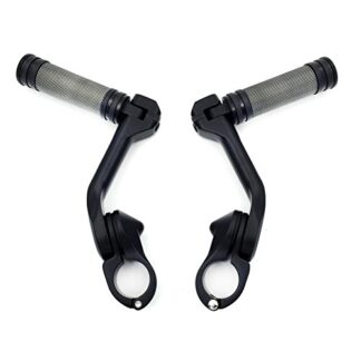 HK Moto- Black 5" Long Angled Adjustable Foot Peg Kit For 1.25" Engine Guard (Harley Road King/Sportster 1200/ Electra Glide/Freewheeler)