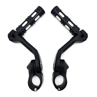 HK Moto- Black Foot Pegs w/ 5" Long Angled Adjustable Mount Kit 1.25" For Honda GoldWing/Yamaha V-STAR/Suzuki Intruder/Kawasaki Vulcan Engine Guard