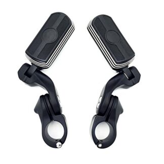 HK Moto- Black Skull Foot Pegs w/ 2.5" Short Angled Adjustable Mount Kit 1.25" For Honda GoldWing/ Yamaha V-STAR/ Suzuki Intruder/ Kawasaki Vulcan Engine Guard