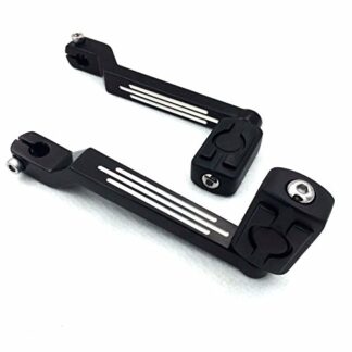 HK Moto- Black Skull Silver Groove Cut Heel/Toe Shift Lever with Shifter Footrest Foot Pegs For Harley Davidson 1986-later FL Softail/ 1988-later Touring/ 2008-later Trike