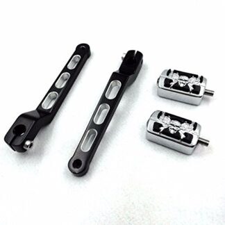 HK Moto- Chrome Zombie Silver Cut Edge Heel/Toe Shift Lever with Shifter Footrest Foot Pegs For Harley Davidson 1986-later FL Softail/ 1988-later Touring/ 2008-later Trike