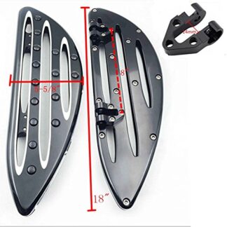 HK Moto- Front Black CNC Deep Cut Driver Stretched Floorboards For Harley Davidson Touring Electra Glide Classic CVO Anniversary
