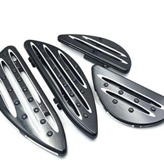 HK Moto- Front Rear Black CNC Deeply Cut Driver Passenger Stretched Floorboards For Road Glide Road King Street Glide