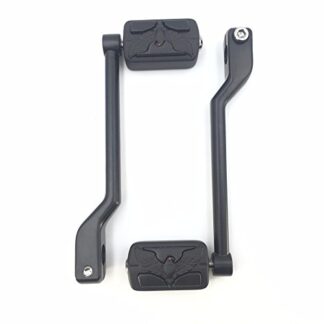 HK Moto- Matte Black 2 PCs Billet Style Heel/Toe Shift Lever Gear Shift Foot Lever with Eagle Hawk Foot Peg Footresr For Harley Davidson FL Softail Touring Trike FLST FLT FLHT