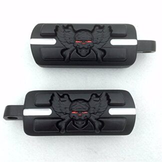 HK Moto Motorcycle Black Aluminum Wing Skull Zombie Foot Pegs For Universal 1984-2014 Harley Davidson bikes