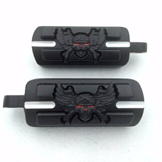 HK Moto Motorcycle Black Wing Skull Zombie Foot Pegs Footrest Kit For Harley Dyna Glide Fat Bob Street Bob
