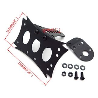 HK Motorcycle Black Horizontal Vertical Zigzag Side Mount License Plate Bracket Black Round LED Tail Brake Light Integrated For Harley Touring Bobber Chopper Kawasaki Suzuki Yamaha