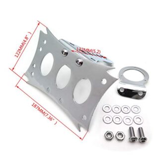 HK Motorcycle Chromed Horizontal Vertical Zigzag Style Side Mount 7 3/10" x 4 4/5" License Plate Bracket For Harley Bobber Chopper Custom Suzuki Kawasaki Yamaha