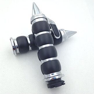 HK Motorcycle Chromed Spike 1" Rubber Hand Grip With Contoured Throttle Boss For Suzuki Intruder LC 1500 Boulevard C90 Volusia 800 Boulevard C50 Marauder 800 Boulevard M50