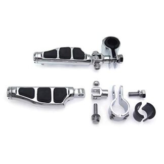 HONGK- 1" 1-1/4" Highway Stiletto 4475 Pegs Clamp Compatible with VT750 Shadow 750 VT750C ACE Chrome Body Black Rubber [B01BN0E9E8]