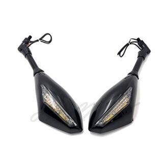 HONGK- 10mm Motorcycle LED Turn Signal Rearview Side Mirrors Compatible with Honda Suzuki Cruiser [B077BZJ161]