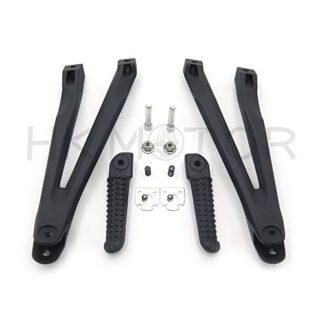HONGK- Black Silver Rear Passenger Foot Pegs Bracket Compatible with Yamaha Yzf R1 2004-2008 [B01C0STP5A]